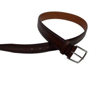 Allen Edmonds Mens 30 Leather Dress Belt With Brogue Detailing Dark Brown
